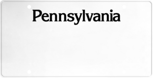 USA license plate Pennsylvania black text