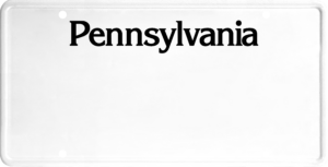 USA license plate Pennsylvania black text