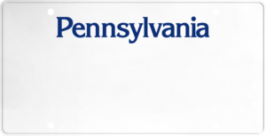 USA license plate Pennsylvania blue text