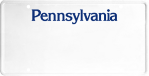 USA license plate Pennsylvania blue text