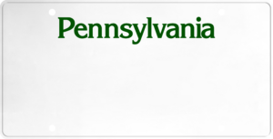 USA license plate Pennsylvania green text