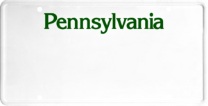 USA license plate Pennsylvania green text