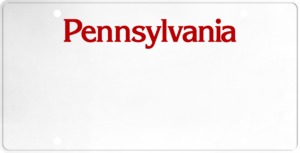 USA license plate Pennsylvania red text