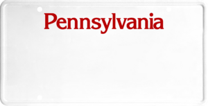 USA license plate Pennsylvania red text