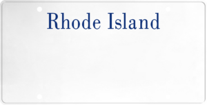 USA license plate Rhode Island blue text