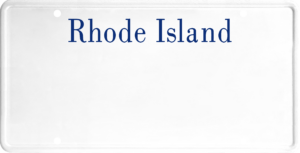 USA license plate Rhode Island blue text