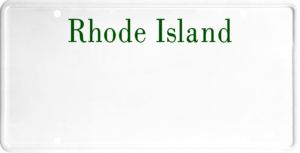 USA license plate Rhode Island green text