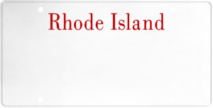 USA license plate Rhode Island red text