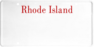 USA license plate Rhode Island red text