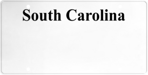 USA license plate South Carolina black text