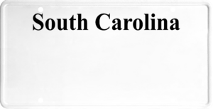 USA license plate South Carolina black text