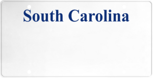 USA license plate South Carolina blue text