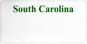 USA license plate South Carolina green text