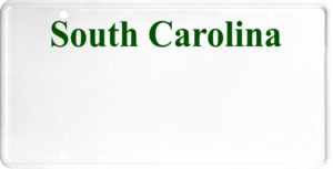USA license plate South Carolina green text