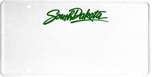 USA license plate South Dakota green text