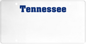 USA license plate Tennessee blue text