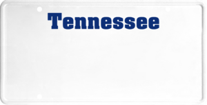 USA license plate Tennessee blue text