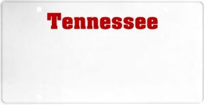 USA license plate Tennessee red text