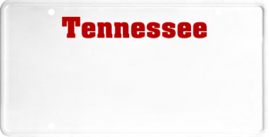 USA license plate Tennessee red text