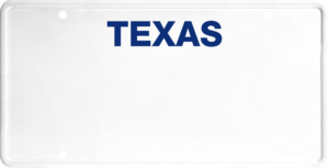USA license plate Texas blue text