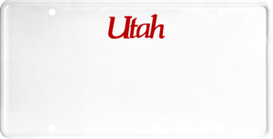 USA license plate Utah red text