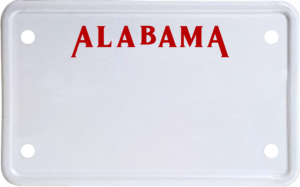 USA license plate Alabama2 red text