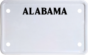 USA license plate Alabama black text