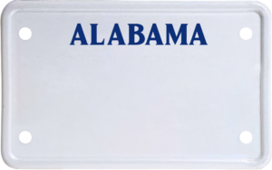 USA license plate Alabama blue text
