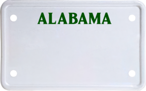 USA license plate Alabama green text