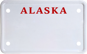 USA license plate Alaska2 red text