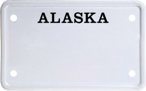 USA license plate Alaska black text