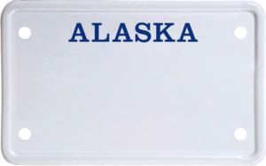 USA license plate Alaska blue text