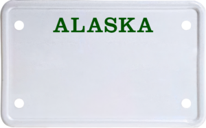 USA license plate Alaska green text