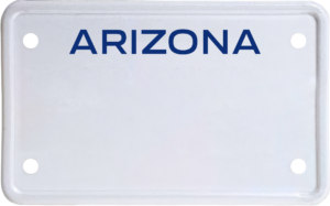 USA license plate Arizona blue text