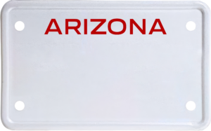 USA license plate Arizona red text
