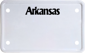 USA license plate Arkansas black text