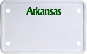 USA license plate Arkansas green text
