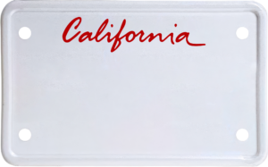 USA license plate California red text