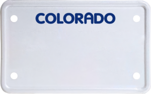 USA license plate Colorado blue text