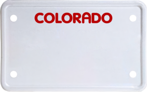 USA license plate Colorado red text
