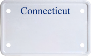 USA license plate Connecticut blue text