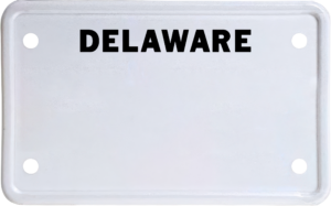 USA license plate Delaware black text