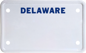 USA license plate Delaware blue text