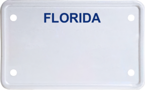 USA license plate Florida blue text
