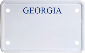 USA license plate Georgia blue text
