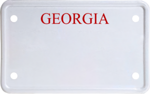 USA license plate Georgia red text