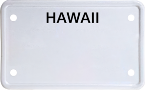 USA license plate Hawaii black text