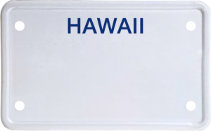 USA license plate Hawaii blue text