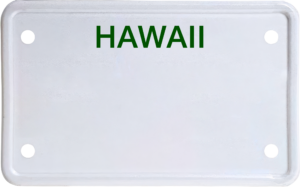 USA license plate Hawaii green text