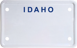 USA license plate Idaho blue text